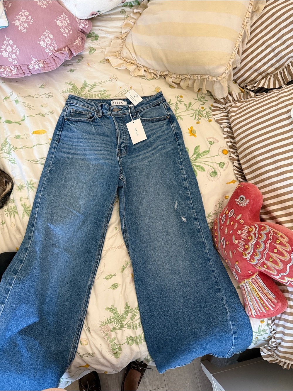 Cello Wide Leg Jeans in Medium Blue Denim